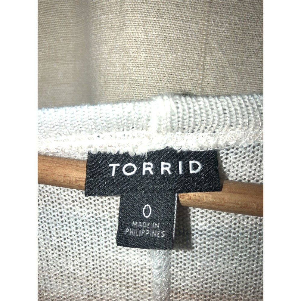 Torrid Duster Cardigan Multicolor Pastel Stripe Knit Open Front 0X -flaw. - Picture 5 of 9